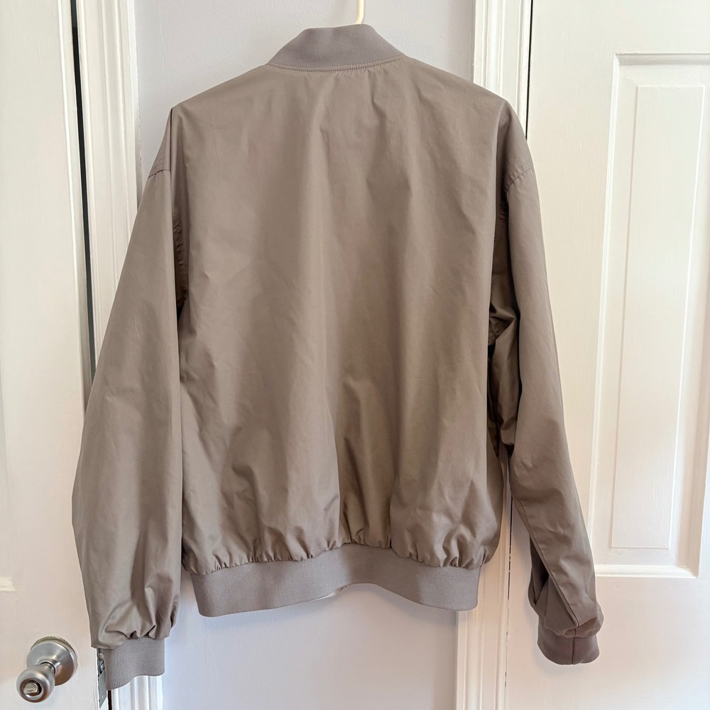 Members Only Mens Large Reversible Bomber Jacket Tan Gray Colorblock Full Zip - Picture 5 of 9